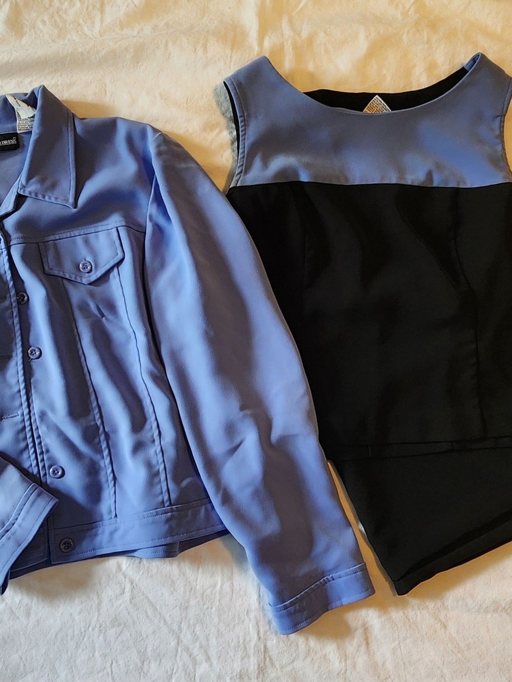 Light Blue Women's Jacket & Black Sleeveless Top Set